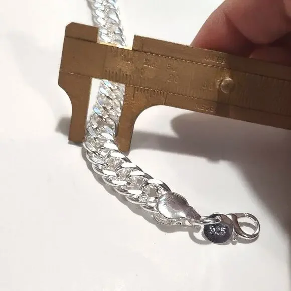 925 Silver Plated Necklace THICK 10mm Double Chain Valentines Birthday Gift